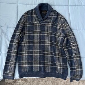 Jos. A. Bank Navy and Cream Plaid Sweater